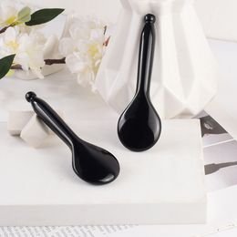 Natural Obsidian Facial Gua Sha Tool Scraping Massage Eye Body SPA Acupuncture China Traditional Beauty Spoon Shape Guasha Skin Care Tool