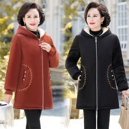Women's Trench Coats Winter Woman's Clothes Middle-Aged Mother Velvet Add Thick Cotton Imitate Lamb Hair Keep Warm Ladies Jacket