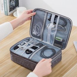 Storage Bags Portable Cable Digital Organiser USB Gadgets Wires Charger Power Battery Zipper Cosmetic Bag Case Desk