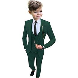 Clothing Sets One Button Boys Tuxedos Peak Lapel Formal Suit Blazer Vest Pants Set Boy Suit for Wedding Piece