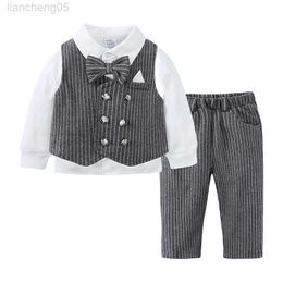 Clothing Sets Newborn Come Boys Baby 2023 Suit Children Clothes Sets 0 to 12 Months Kids Boys Elegant Wedding Formal Suit Birthday Wear W0222