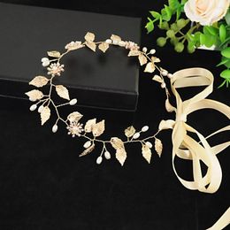 Headpieces HP110 Headbands Bridal Tiaras Hair Jewelry Ribbon Wreath Pearl Headpiece Wedding Accessories Bride Headwear Prom Headdress
