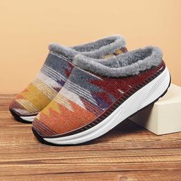 Slippers Winter Plus Velvet Women Half Slippers Plus Size Cotton Slippers Ladies Fashion Casual Outdoor Home Thick Bottom Warm Shoes Z0215