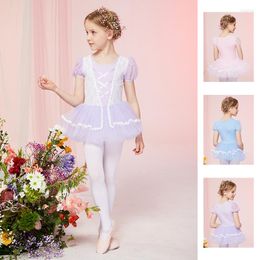 Stage Wear 2023 Arrival Toddler Kids Ballet Leotard Tutu Skirt Flutter Sleeve Training Dance For Girls