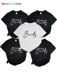 Women's T-Shirt Team Bride Heart Evjf Hen Party Women Gropu T-shirt Girl Wedding Female Tops Tee Camisetas Mujer Female Black Pink White Clothes 022223H