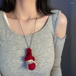 Chains Christmas Necklace For Women Santa Claus Little Red Doll Pendant Necklaces Cartoon Trend Neck Korean Fashion Couples Party Gift