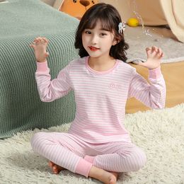 Pajamas Striped Girls Nightwear Pajama Set 2pcs Night Clothing Sets for Children Cotton Sleepwear Toddler Boys Pajamas Kids Teens Pyjama 230222