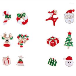 Stud Earrings Alloy Enamel Christmas Elemenheme Asymmetrical Earring Fashion Jewelery Gift One Pair Y1446