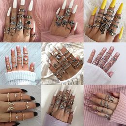 Eight Diagrams Snake Chain Ring Female Colourless Minority Love Butterfly Skull Joint Ring Set