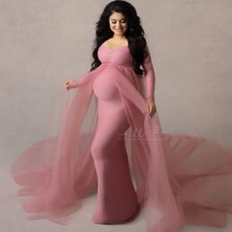 Pink Maternity Dresses Photography Props Pregnancy Long Dress Floor Length Maxi Dress Pregnant Women Ball Gown Party Costumes