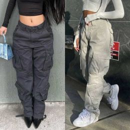 Designer Women Cargo Pants Multi Pocket Casual Work Jeans High Waist With Zipper