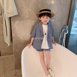 Kleidung Sets Kinder Sommer Kurzarm Anzüge Set Jungen Mädchen Koreanische Blazer Shorts 2 stücke Kleidung Set Kinder Leistung Party kommen