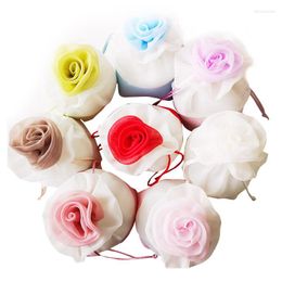 Jewelry Pouches Red Creative Flower Wedding Gift Organza Bags Pretty 15x15cm Drawstring Candy Bag Christmas Pouch