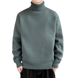 Men's Sweaters Men Autumn Winter Solid Colour Thick Knit Sweater Men Long Sleeve Turtleneck Pullover Male Warm High Neck Knitwear M-3XL 230222