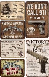 Vintage Pistol Tin Signs Retro Gun Metal Plate Painting Wall Decoration Metal Plaque Tin Poster Man Cave Bar Pub Club 20x30cm Wo3