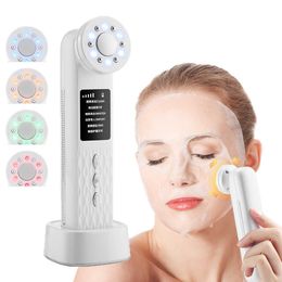 7IN 1 EMS Facial Massager Photon Therapy Ice Compress Face Eye Lifting RF Skin Rejuvenation Wrinkle Removal Anti Aging Device 230222