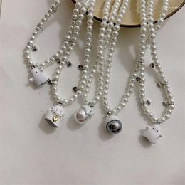 Pendant Necklaces Trend Cute Evil Spirit Series Fashion Drop Earrings Pearl Ghost Enamel Love Party Jewellery