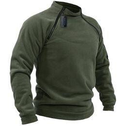 Men's Hoodies Sweatshirts Men Tactical Outdoor Jackets Autumn Casual Stand Collar Zipper Windproof Oversized Tops Male Solid Thick Fleece Warm Pullovers 230222