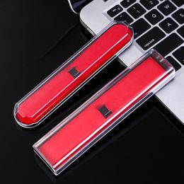 200pcs Clear Transparent Pencil Cases with Red Colour Bottom Plastic Pen Packing Boxes Wholesale Gift Boxes