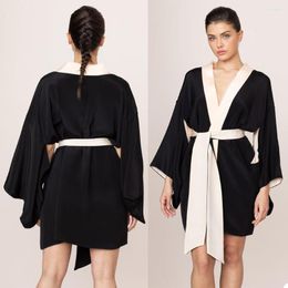 Bridesmaid Dress Short Women Sleepgown Custom Made Bathrobe Kimono Sleepwear Nightgown Long Sleeves Robe Spa