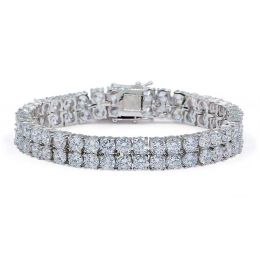 Bracelet 2 Layers CZ Zirconia Wrist Chain Jewellery Fashion-& White Gold Iced Out Full Princess Diamond Lovers Tennis Chain