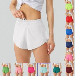 Designer Womens Shorts Lu Yoga Fit Zipper Pocket Resa Accensione Donne Accidenti allenano Lululemens Short Sheo Slione traspirante