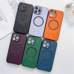 For iphone 14 Case 13 Stylish new magnetic suction suitable for iPhone11 12 stand solid Colour Apple 14P Creative case