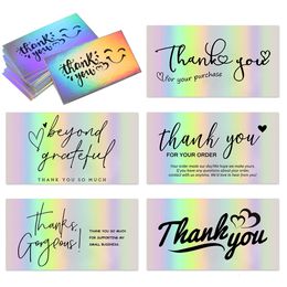 Other Event Party Supplies 50Pcs Multiple Styles Laser Thank You Cards for Supporting My Small Business Order Shopping Purchase Thanks Greeting Card 230221
