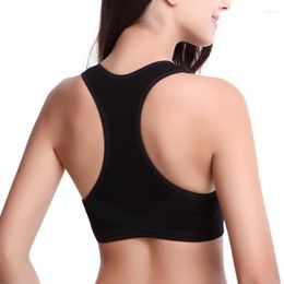 Yoga Outfit Women Professional Solid Absorb Sweat Top Sports Bra Mesh Breathable Push Up Padded Running Gym Fitness 1pcs