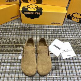 Designer Birkinstock Slippers Outlet in Autumn and Winter Sangpo Boken Leather Cork Two Pairs of Lazy People's Bean Shoes Ugly Cute Le Fuquan Wrapped Single