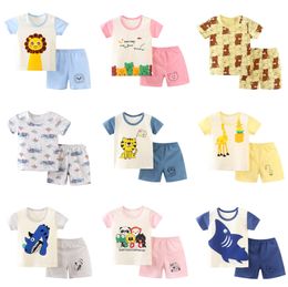 spring and summer new childrens short sleeve suit cartoon pattern home clothes