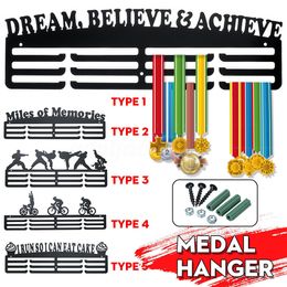 Storage Holders Racks 30 Type Medal Hanging Holder Display Rack Hanger Bracket Wall Hooks Office Decor Iron Triathlon Running Sport Challenge Home 230221