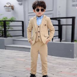 Clothing Sets Formal Children Solid Color Dress Suit Set Flower Boys Party Performance Wedding Come Kids Blazer Vest Pants 3pcs Clothes Set