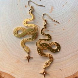 Dangle Earrings Gold Snake Fashion Creative Jewelry Gift For Her Plated Stars Brass Charms Boho