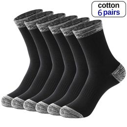 5PC Socks Hosiery 6 Pair Winter Men Socks Cotton Black Leisure Business Long Socks Walking Running Hiking Thermal Socks For Male Plus Size 3848 Z0221