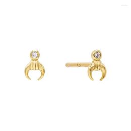Stud Earrings Gold Color Fashion 925 Sterling Silver Minimal Crescent Moon Horn Cz For Women Girl Classic Simple Ox JewelryStud Effi22