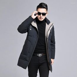 Men's Down 2023 Winter In The Long Jacket More Male Youth Hooded White Duck Cold Warm Coat