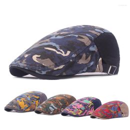 Berets Fashion Camouflage Flat Hats For Men Sboy Cap Winter Cotton Women Beret Hat Visor Solid Travel Golf Driving Cabbie