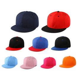 Popular Plain Hip Hop Hat Adults Womens Mens Adjustable Snapback Summer Flat Brimmed Baseball Cap Sport Sun Visor Black Red Blue Yellow Pink Purple 22 Colours