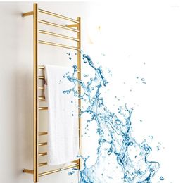 Hooks Bathroom 304 Stainless Steel Gold Heated Towel Warmer Waterproof Grade Ip56 Electric Heating Rail Rack 162W 110V/220V