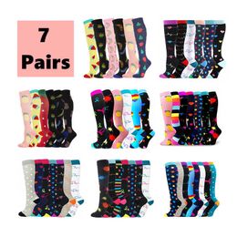 5PC Socks Hosiery 7 Pairs Compression Socks Women Knee High 30mmHg for Edoema Diabetes Varicose Veins Running Sports Compression Stocking Z0221