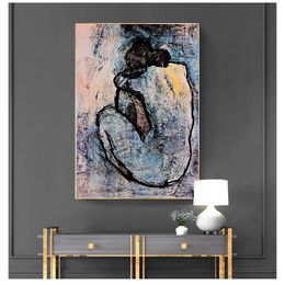 Picasso Oil Painting on Canvas Cuadros Posters and Prints Wall Picture for Living Room Decor Maison Rouge Blue Nude by Pablo Woo