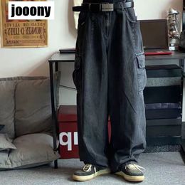 Men's Jeans Baggy Trousers Male Denim Pants Black Wide Leg Oversize Cargo Korean Streetwear Hip Hop Harajuku 230222