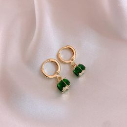 Hoop Earrings Minar Vintage Green Colour CZ Cubic Zirconia Cubes For Women Ladies Gold Plated Copper Pendant Earring Oorbellen