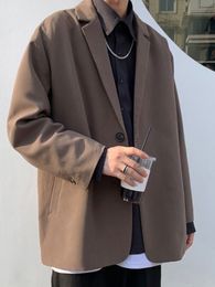 Men's Suits Blazers Versatile Blzer Suit Boys Spring Autumn Brown Jacket Trend Oversize Japanese Casual Coat Men Kpop Streetwear 230222