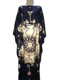 Ethnic Clothing Plus Size European Printed Summer Lady Silk Kaftan Dress Dashiki Sexy Beach Boho Maxi African Dresses For Women