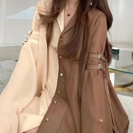 Women's Blouses Shirts Deeptown Vintage Women Blouses Elegante Cottagecore Harajuku Oversized Chic Korean Fashion Casual Aesthetic Shirt Dress Female 230222