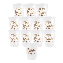 Other Festive Party Supplies 12Pcs Team Bride Plastic Cup Hen Translucent Cups Set Tumblerful Wedding Decoration Bachelor 230221