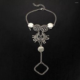 Anklets Coin Barefoot Sandals Foot Jewellery Women Antique Silver Colour Beads Tassel Hollow Flower Chain Leg Ankle Bracelets