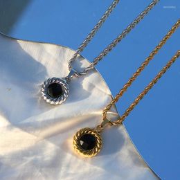 Pendant Necklaces ZMFashion High Quality Elegant Natural Stone Black Carnelian Gemstone For Wonem Men Rope Twist Chain JewelryPendant Morr22